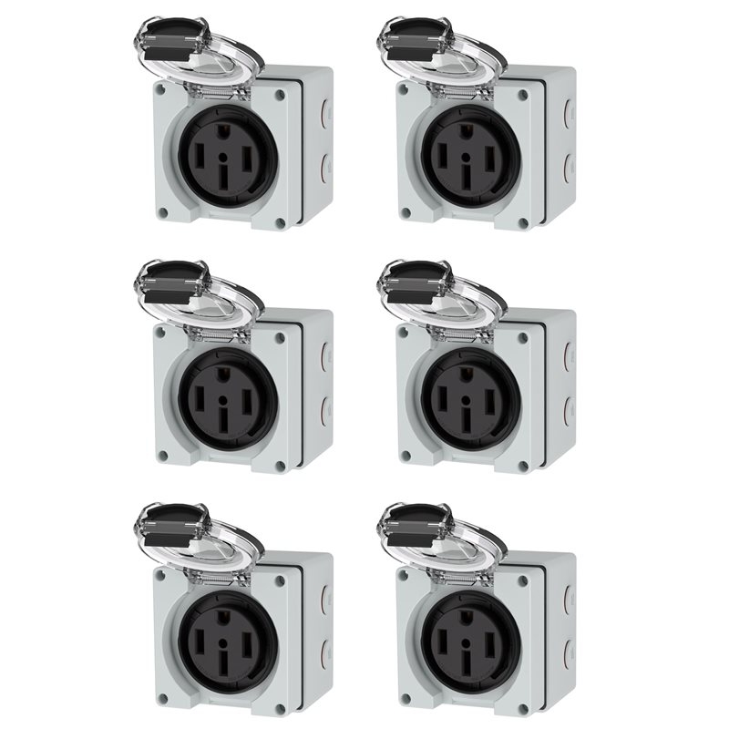 Outdoor Power Receptacle Box - Y17A 6X 50Amp Power Outlet Box,125/250Volt