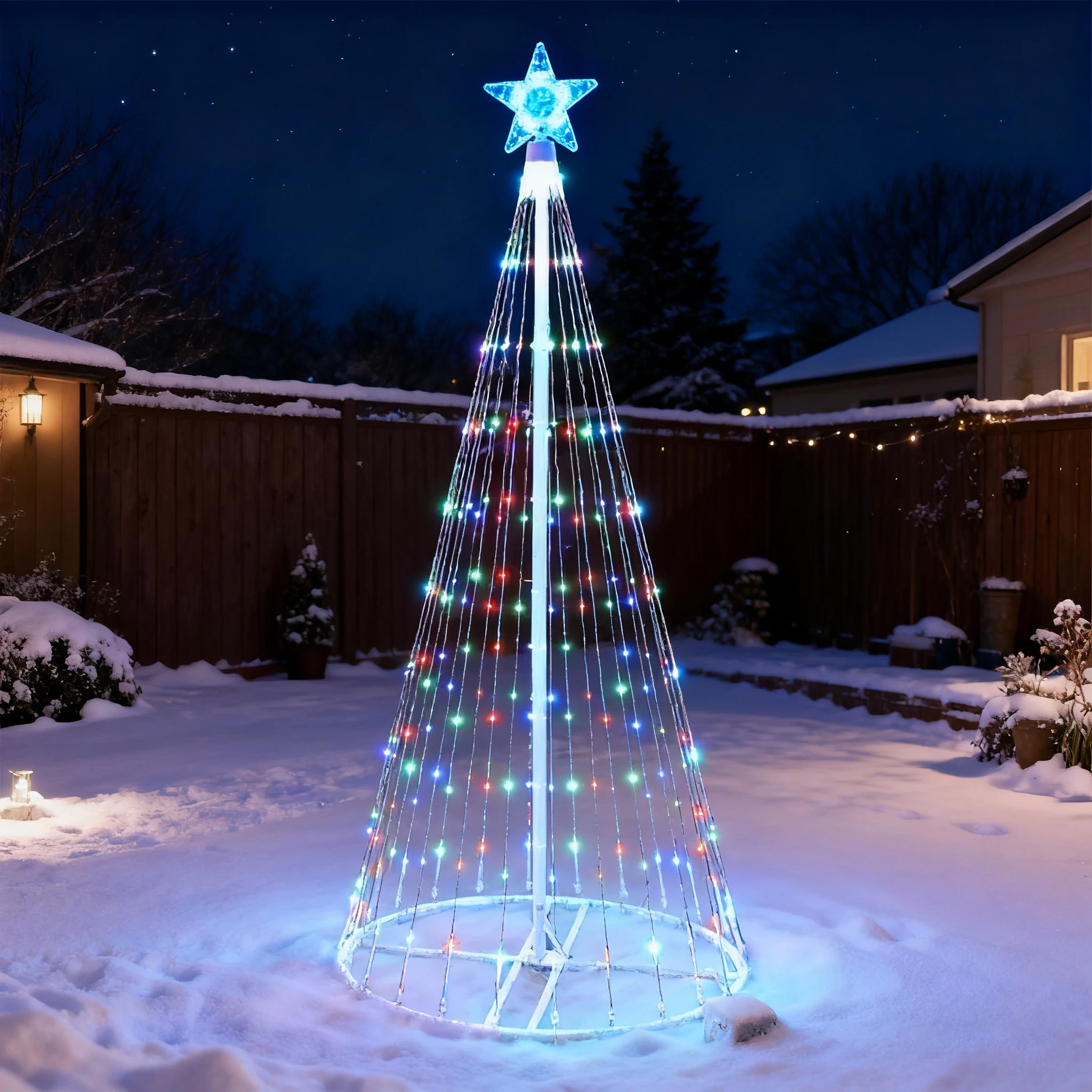 Solar-Powered LED Waterfall St - Outdoor Power Post review and price